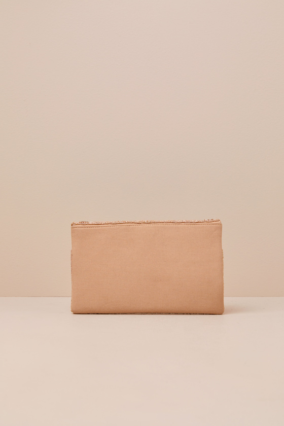 Lulus Dazzling Favorite Gold Beaded Floral Clutch In Gold