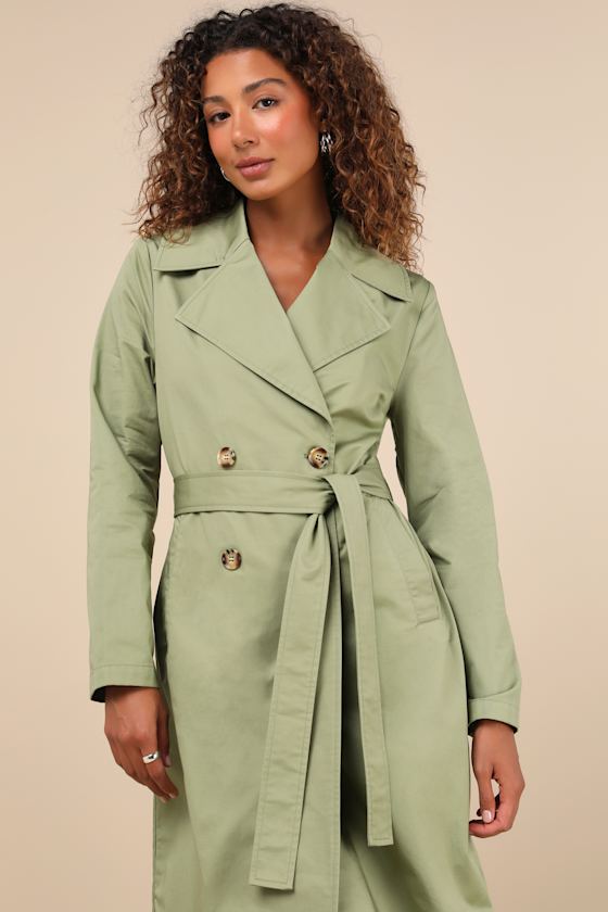 Fave Forecast Olive Green Twill Trench Coat 2