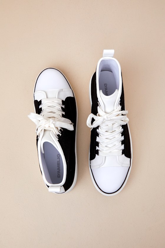 Eyekonn Black and White High Top Platform Lace-Up Sneakers 3