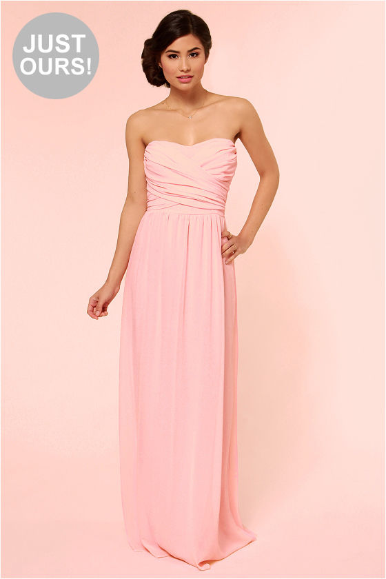 pink strapless maxi dress