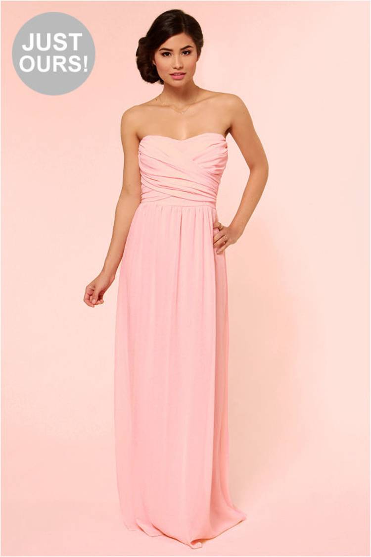 lulus pink strapless dress Lulus | Light Pink Organza Strapless Maxi Dress | Womens | Large (Available in XS, S, M, XL)