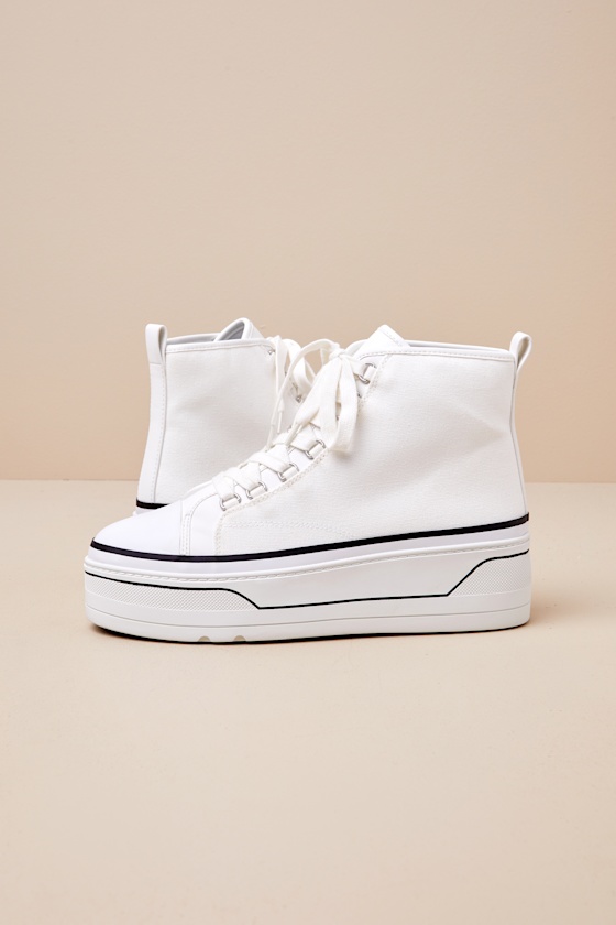 Eyekonn White High TopPlatform Lace-Up Sneakers 2