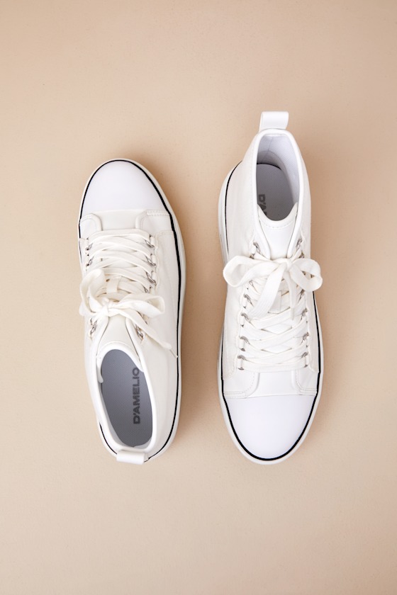 Eyekonn White High TopPlatform Lace-Up Sneakers 3