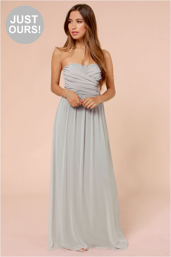 Lovely Light Grey Dress - Strapless Dress - Maxi Dress - $71.00 - Lulus