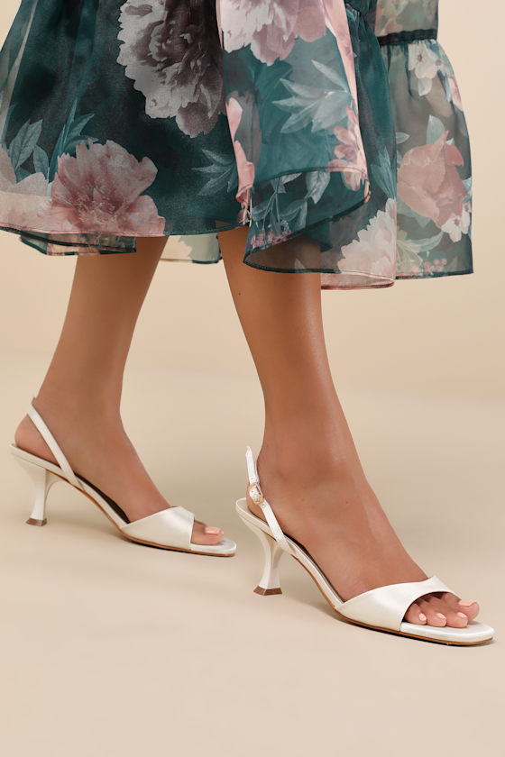SL JERRY HEELED SANDALS WHITE SATIN