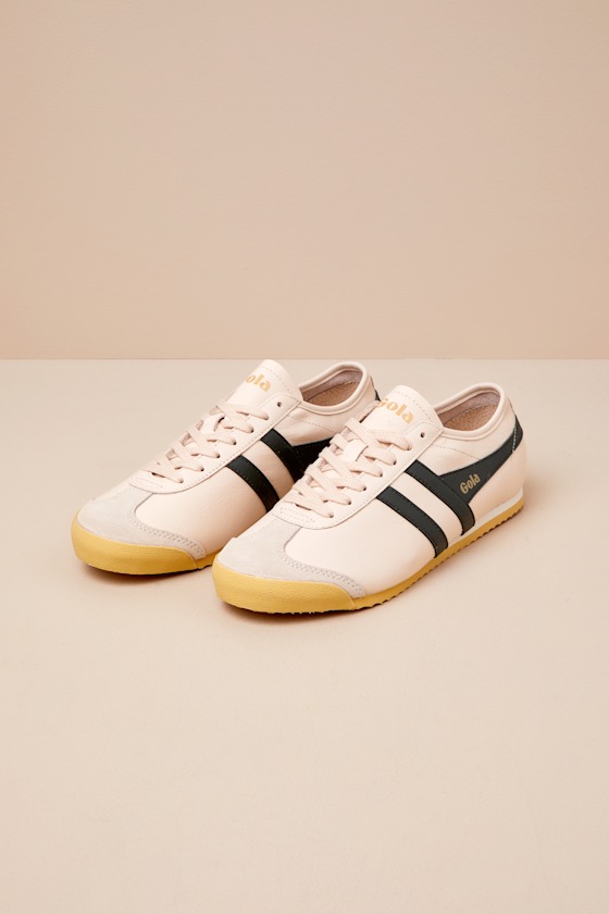 Shop Gola Race Ecru And Dark Khaki Leather Lace-up Sneakers In White