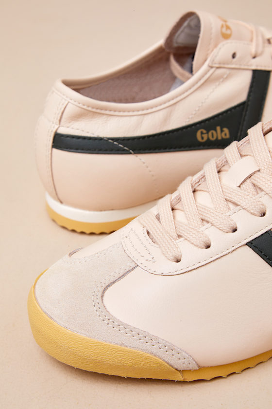 Shop Gola Race Ecru And Dark Khaki Leather Lace-up Sneakers In White