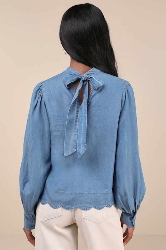 The Perfect Blue Mock Neck Top