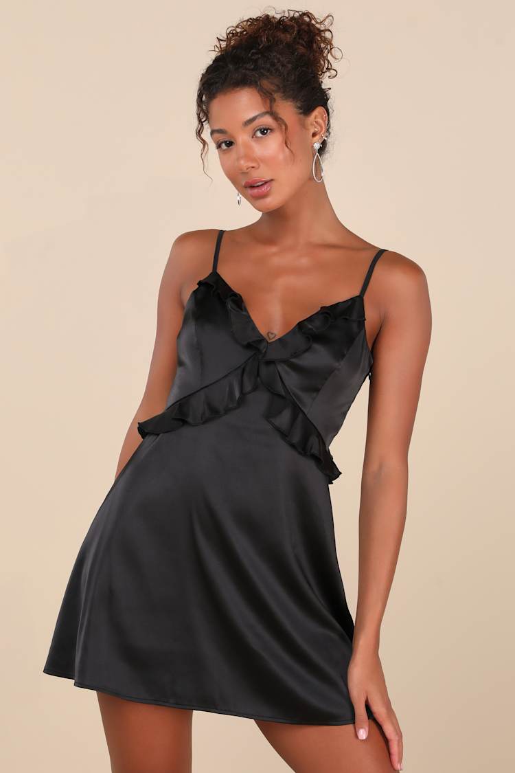 a line satin mini dress Green Satin A-Line Halter Mini Dress – Dressesforparty main image 1