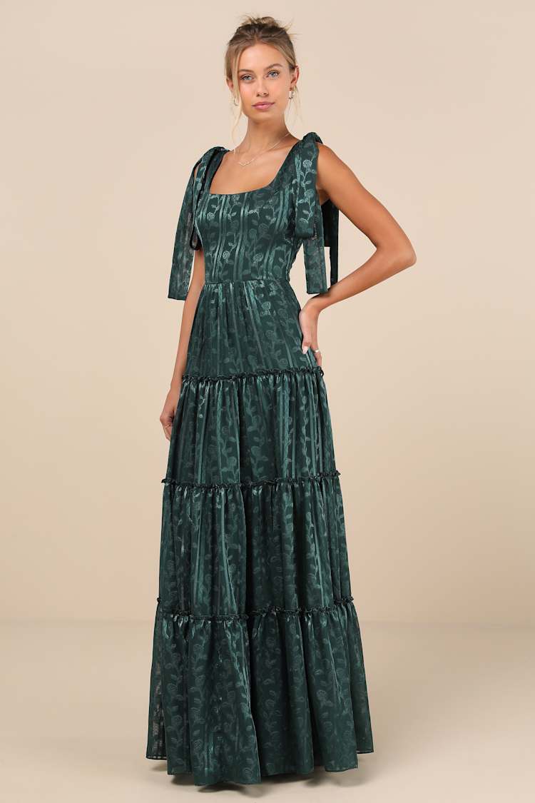 navy blue dress for baby girl MILLY Asymmetrical Forest Jacquard Maxi Dress in Blue main image 1