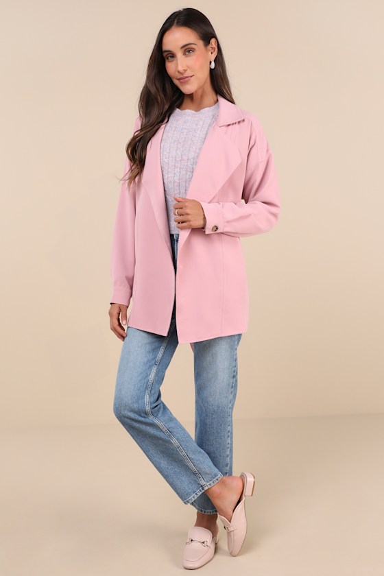 Wondrous Season Pink Short Belted Trench Coat 3