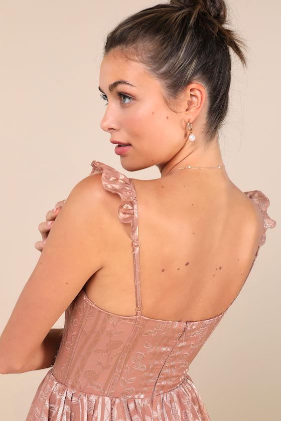 dusty pink floral maxi dress Stylish Dusty Rose Floral Chiffon Maxi Dress - Buy Now main image 1