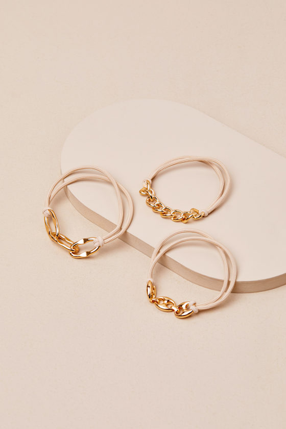 Elevated Touch Gold Chain 3-Piece Hair Tie Set 1