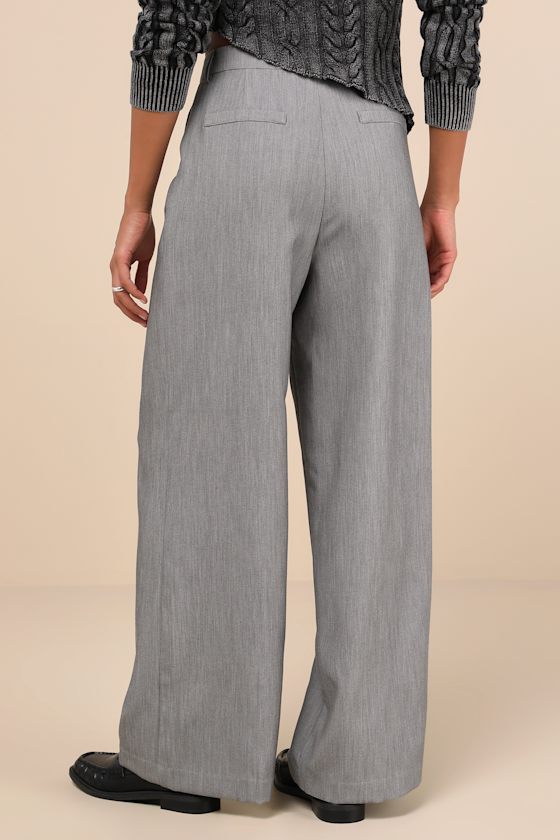 Grey High-Rise Pants - Wide-Leg Trouser Pants - Trouser Pants - Lulus