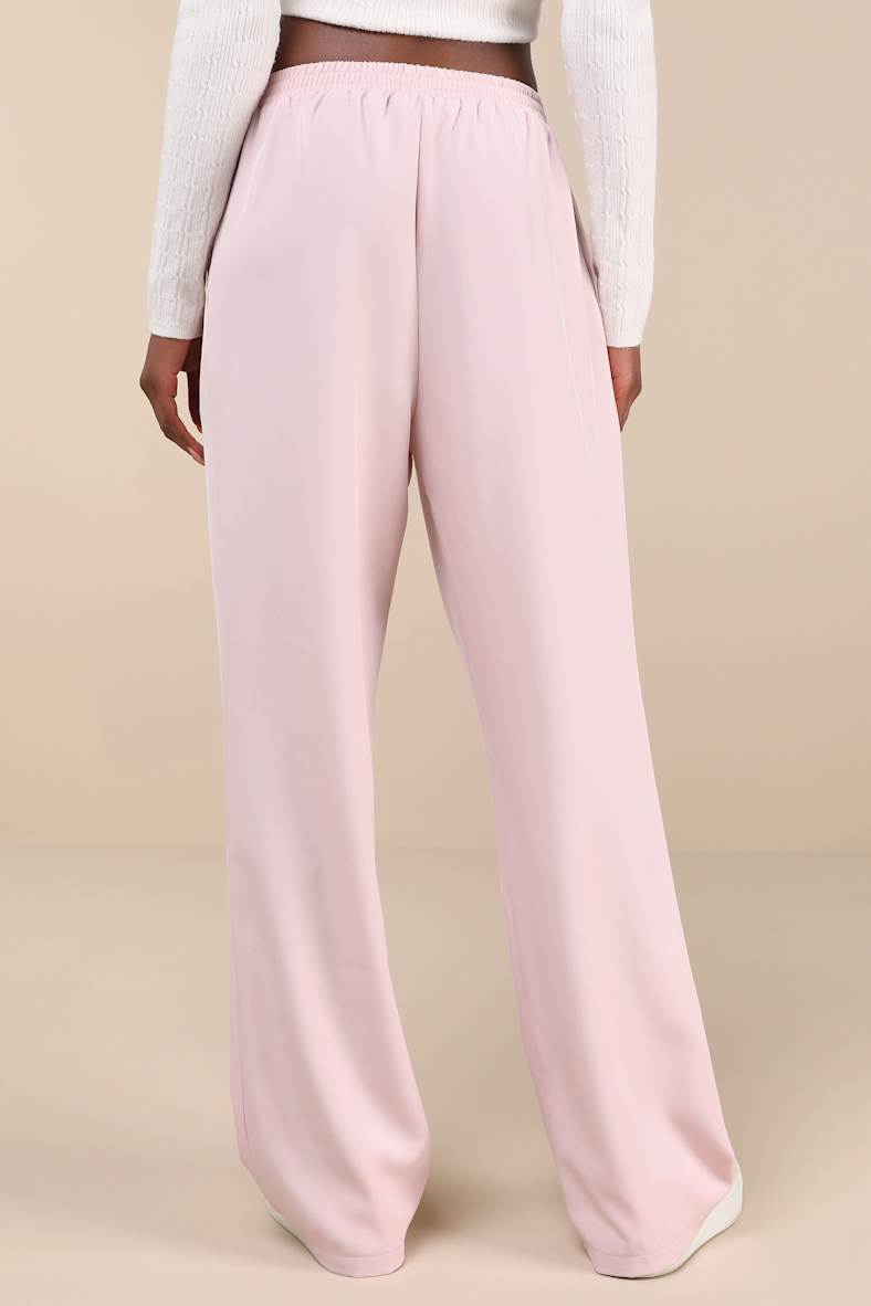 Simply Poised Light Pink Twill Wide Leg Pants