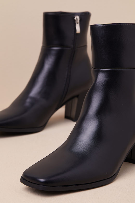 Lulus Layten Black Square Toe Ankle Boots In Black