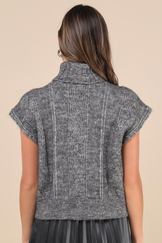 Luxe Coziness Heather Charcoal Cable Knit Oversized Sweater Top 3