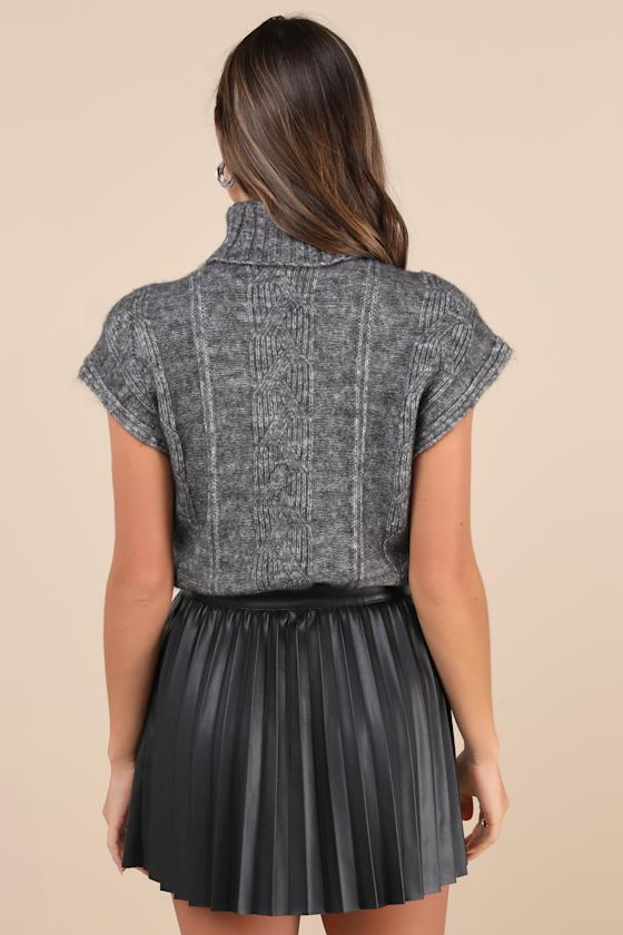 Lulus Chic Edge Black Vegan Leather Pleated High-rise Mini Skirt In Black