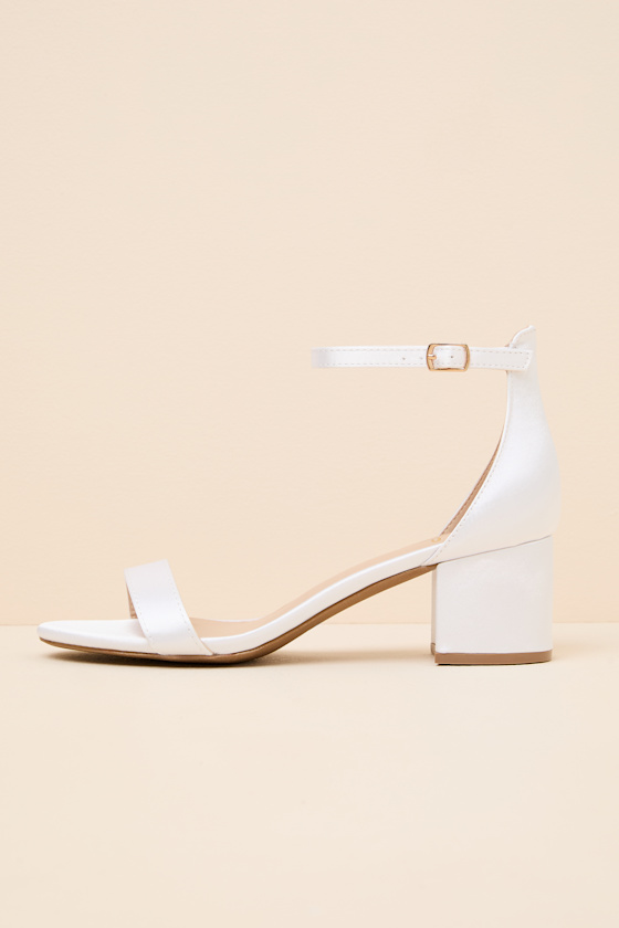 Harper Ivory Satin Ankle Strap Heels - thumbnail 2