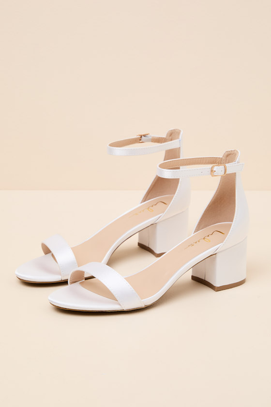 Harper Ivory Satin Ankle Strap Heels - thumbnail 4