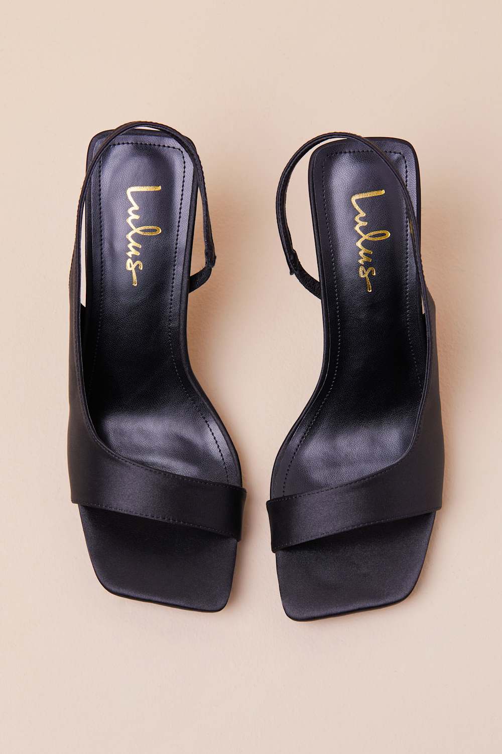 Romillie Black Satin Slingback High Heel Sandals
