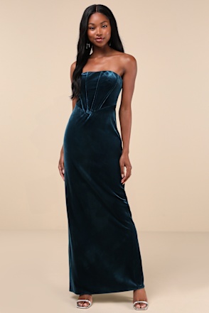 divine existence navy blue velvet tie front strapless maxi dress Meadow Maxi Dress Cream/Dusty Blue / S
