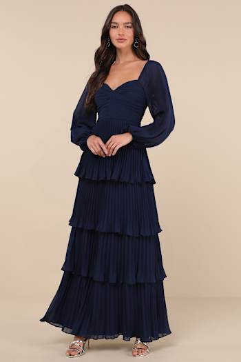 Let There Be Romance Navy Blue Burnout Floral Maxi Dress