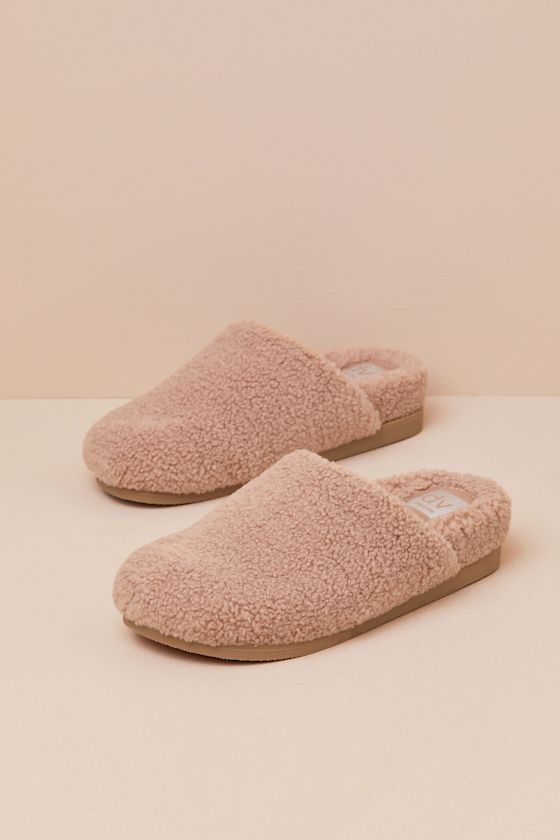 DV by Dolce Vita Annalisa Natural Faux Fur Mules Fuzzy Slides