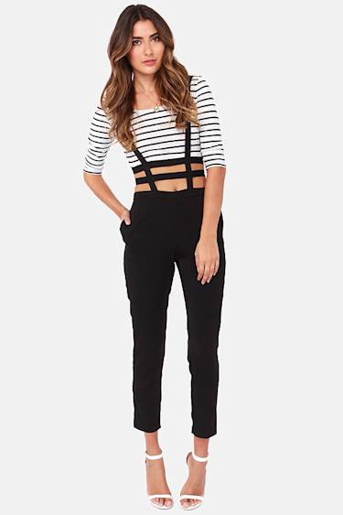 Suspend of Story Black Suspender Pants