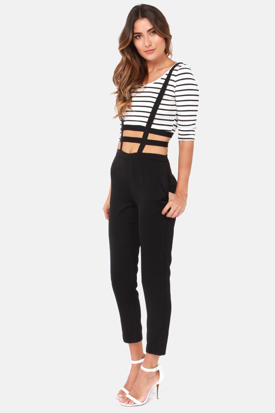 Cool Black Pants - High-Waisted Pants - Suspender Pants