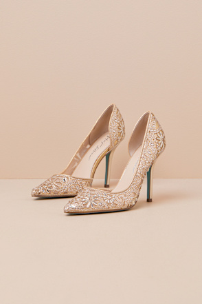 Betsey Johnson SB-Chic Gold Rhinestone Pumps D'Orsay Pumps Lulus