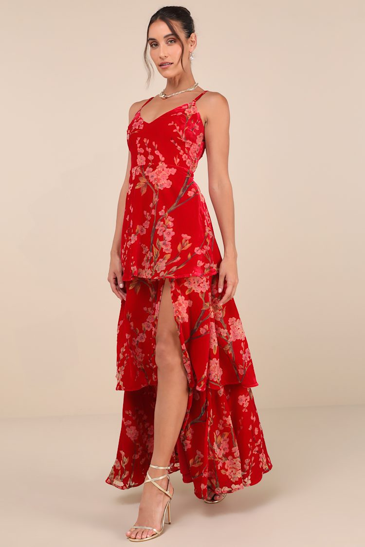 slim fit dress slacks Avec Les Filles Long-Sleeve Cutout Velvet Maxi Dress