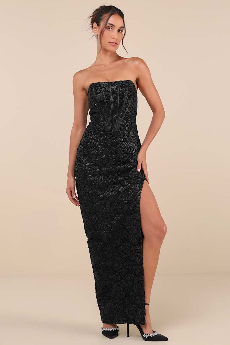 chinese dress ladies Baltic Born Womens Destiny Sequin Maxi Dress | Black + Gold