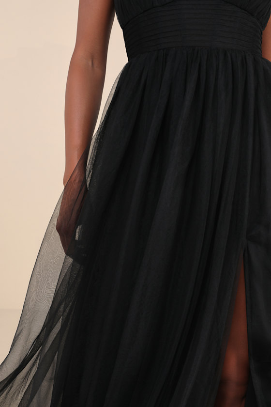 Black Tulle Maxi Dress - Sheer Bustier Dress - Pleated Maxi Black Tulle Maxi Dress - Sheer Bustier Dress - Pleated Maxi