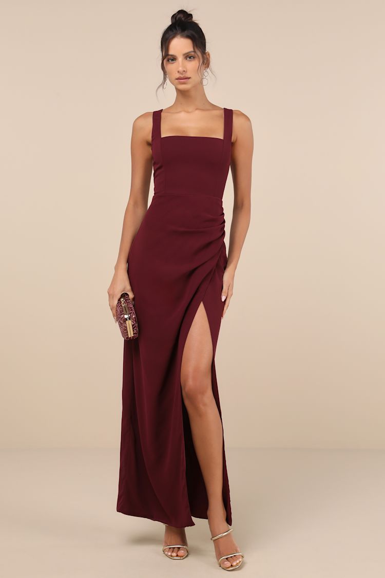 green emerald velvet dress Short Tight Burgundy Red Party Dress with Sleeves– PromGirl main image 0