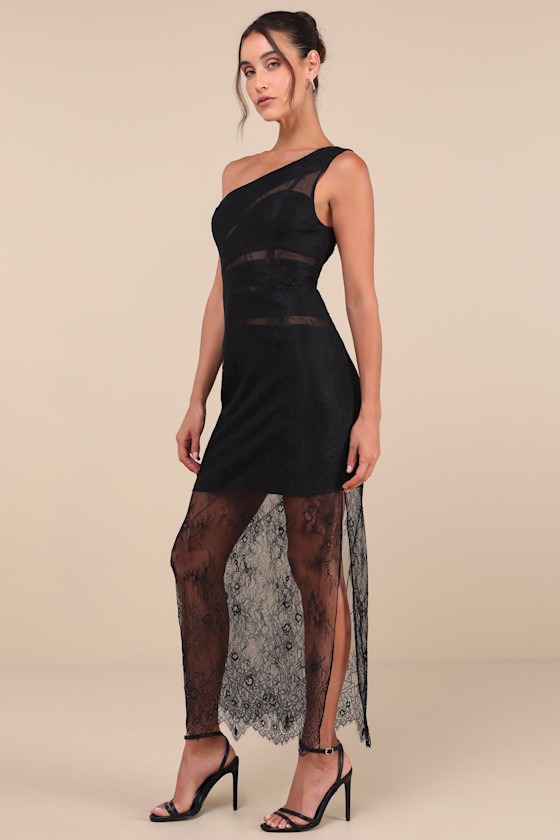 knee length dresses for ladies Flirt Mode On Lace Tiered Halter Mini Dress in Black | Size: S | Knit Fabric/Stretchy Fabric
