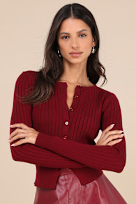 Perfect Classic Burgundy Cable Knit Cardigan Sweater 4