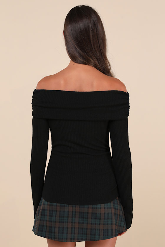 Coveted Favorite Black Textured Off-the-Shoulder Top 4