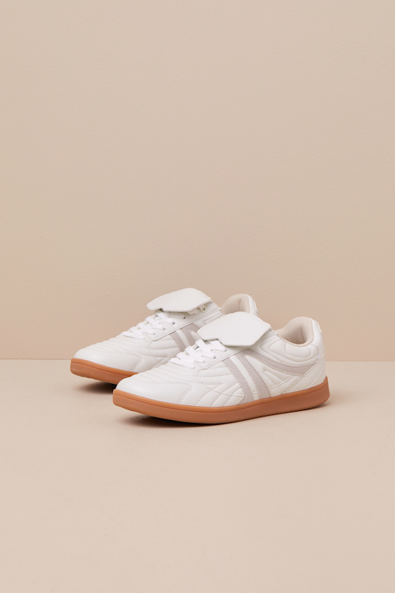 Madrid White Multi Quilted Lace-Up Sneakers 1