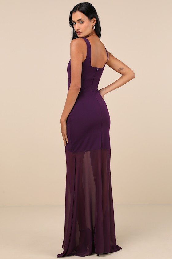 Lulus Sincerely Exemplary Purple Sleeveless Trumpet Hem Maxi Dress In Purple