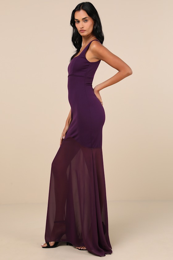 Lulus Sincerely Exemplary Purple Sleeveless Trumpet Hem Maxi Dress In Purple