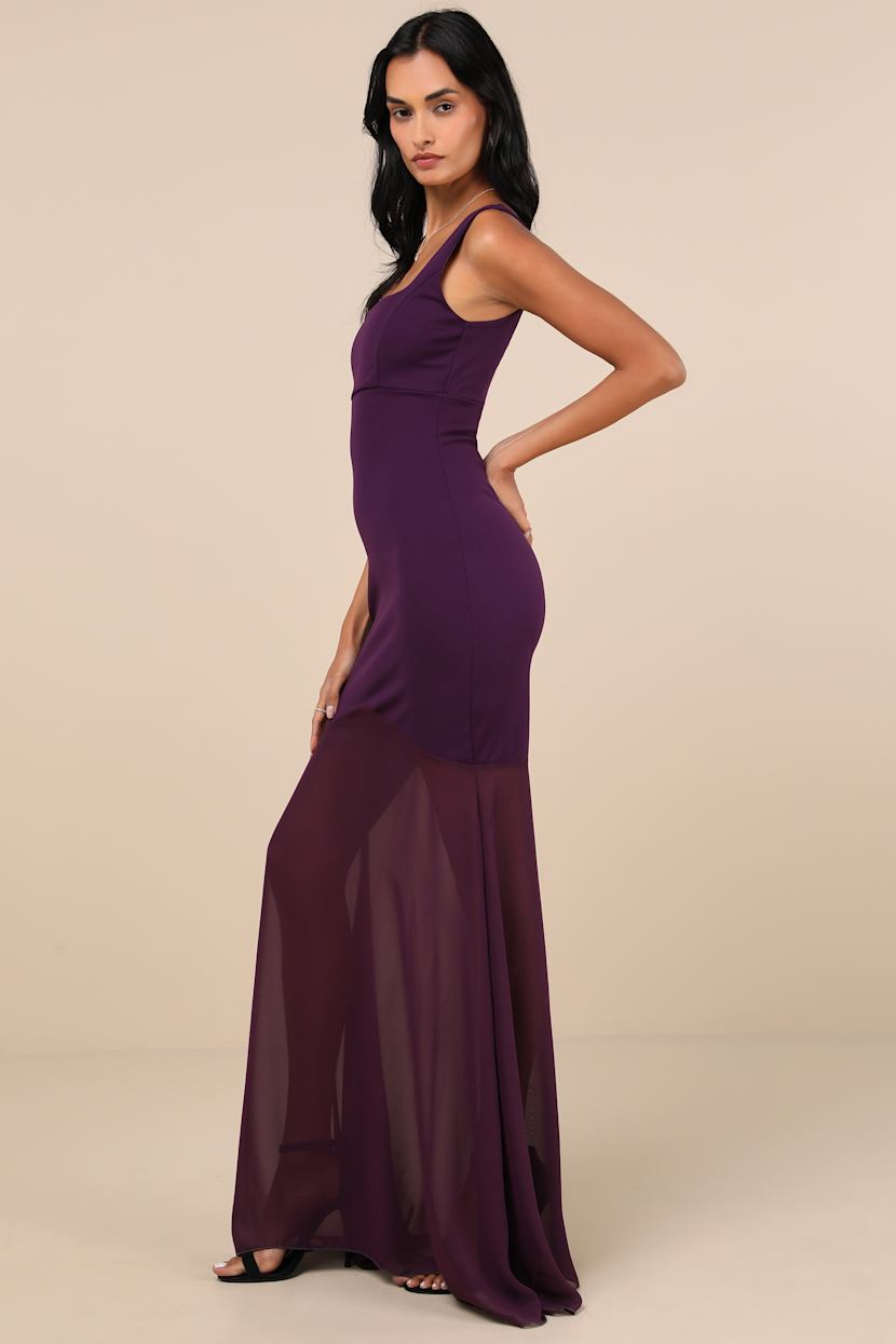 Sincerely Exemplary Purple Sleeveless Trumpet Hem Maxi Dress