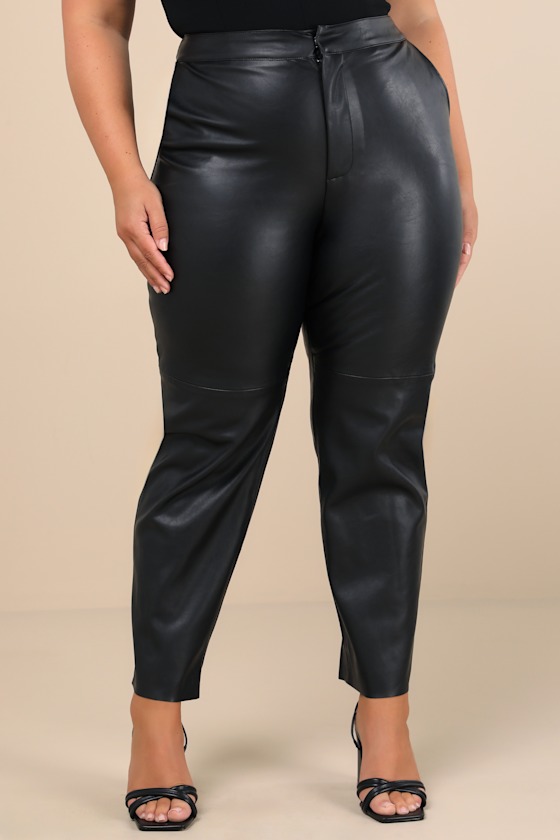 Open Minded Black Vegan Leather Pants - thumbnail 6