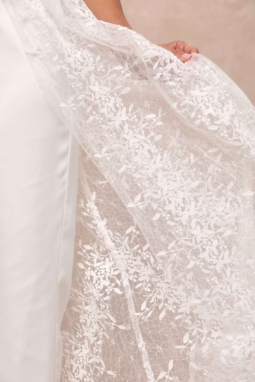 Immaculate Love White Mesh Embroidered Cape Jumpsuit