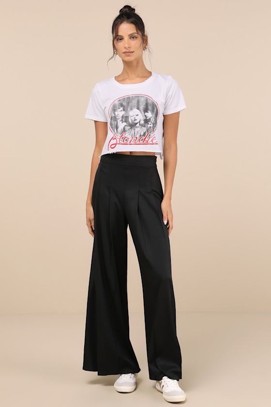 Lulus Sophisticated Inspiration Black High-rise Wide-leg Trousers In Black