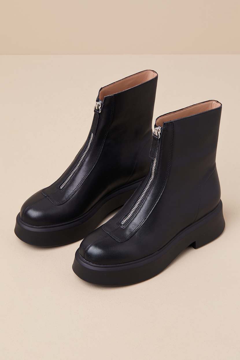 Steve Madden Jones - Black Ankle Booties - Zip-Front Ankle  display picture 3