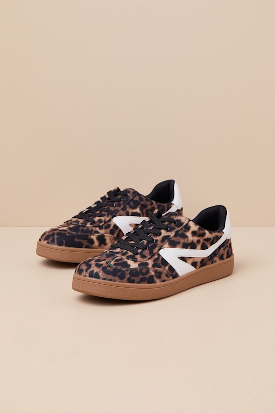 Voyage Leopard Color Block Lace-Up Sneakers 1