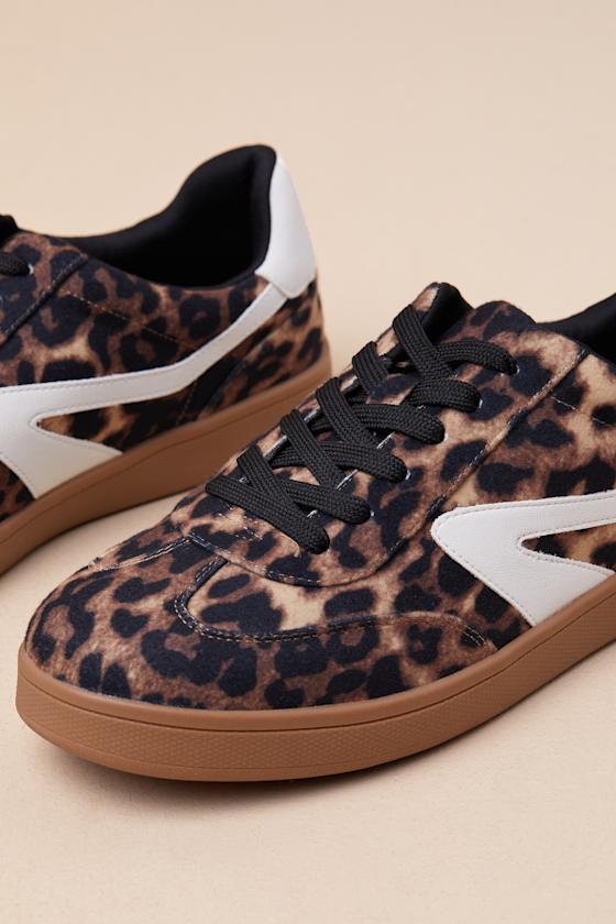 Dolce Vita Voyage Leopard Color Block Lace-up Sneakers In Brown