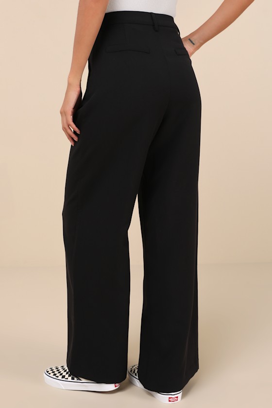 Shop Lulus Composed Moment Black High-rise Wide-leg Trouser Pants