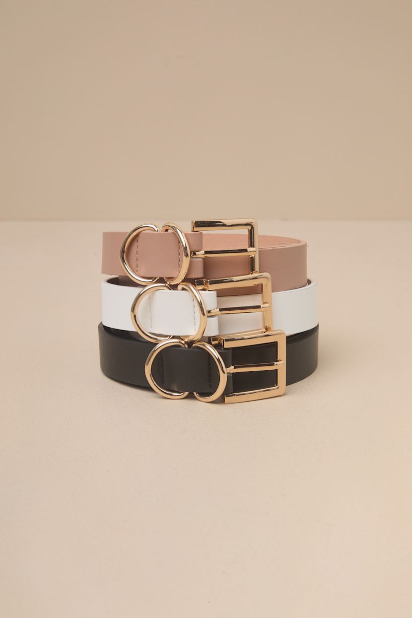 Black White and Tan Belt Set - Simple 3-Piece Belt Set  display picture 1
